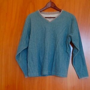 Teal Womens V neck 100% cotton sweater
